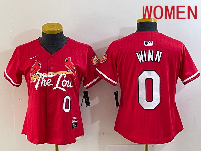 Women St.Louis Cardinals #0 Winn Red City Edition 2024 Nike MLB Jersey style 1->women mlb jersey->Women Jersey